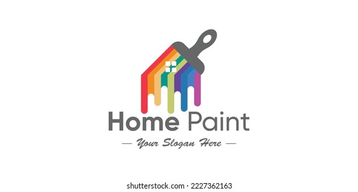 Diseño del logotipo de pintura para empresas y construcciones Vector Premium