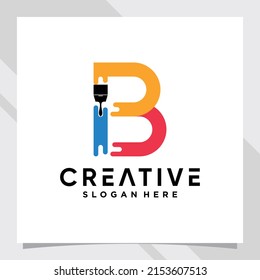 Dibujar la letra inicial B del diseño del logotipo con el concepto creativo