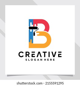 Paint logo design initial letter B with creative concept