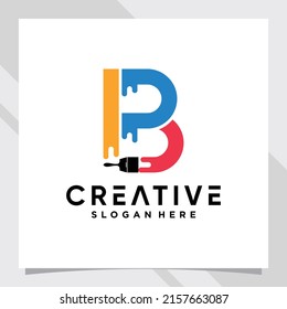 Paint logo design initial letter B with creative concept