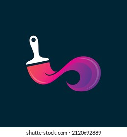 Paint logo full color luxury design style. Creative Brush concept 