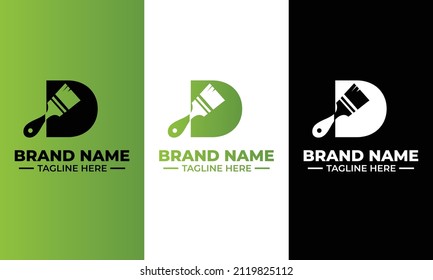 Paint Logo, house paint, painting services, painting logo, Paint brush and Letter D logo design vector template