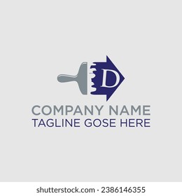 Paint Logo, house paint, painting services, painting logo, Paint brush and Letter D logo design vector template,Modern D Letter house painting company logo. creative emblem home design. initial brand.