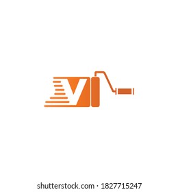 Paint logo letter V  design concept 