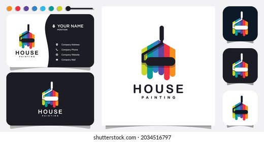 Paint logo with modern house concept Premium Vector