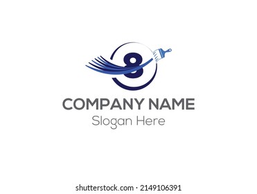 Paint Logo On Letter 8 Template. Paint Logo On 8 Letter, Initial Paint Sign Concept Template