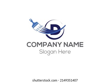 Dibujar Logotipo En La Plantilla De La Letra D. Dibujar el logotipo en la letra D, plantilla inicial de concepto de signo de pintura