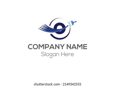 Paint Logo On Letter O Template. Paint Logo On O Letter, Initial Paint Sign Concept Template