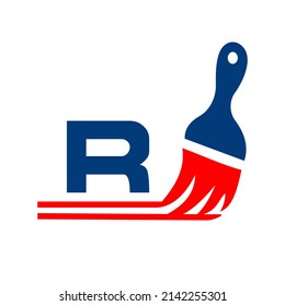 Paint Logo On Letter R Sign Stock Vector (Royalty Free) 2142255301