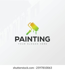 Paint logo, painting design, paint brush icon design with colorful elegant vector template