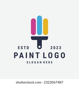 Paint logo vector icon illustration hipster vintage retro .
