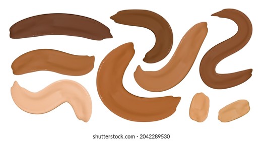 Paint Make Up Foundation Smudges. Liquid Concealer Gel. Color Female Strokes. Face Shade Background. Brown Foundation Smudges. Isolated Cosmetic Drops. Skin Care Smears. Foundation Smudges.