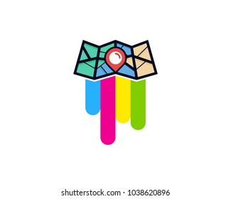 Paint Map Icon Logo Design Element