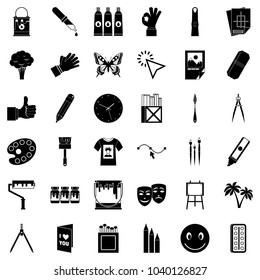 Paint material icons set. Simple set of 36 paint material vector icons for web isolated on white background