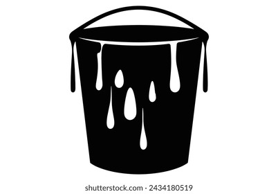 Paint Melting Bucket silhouette, Paint Bucket Icon Flat Graphic Design
