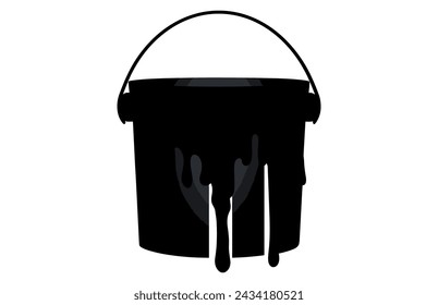 Paint Melting Bucket silhouette, Paint Bucket Icon Flat Graphic Design
