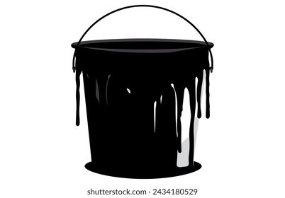 Paint Melting Bucket silhouette, Paint Bucket Icon Flat Graphic Design
