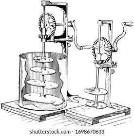 Paint Mixing Machine, Vintage Illustration.