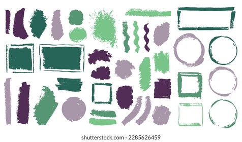 Paint muddy daub vector pack. Freehand border box swash shapes. Splodge spot web sticker backdrop collection. Daub paint blots design.
