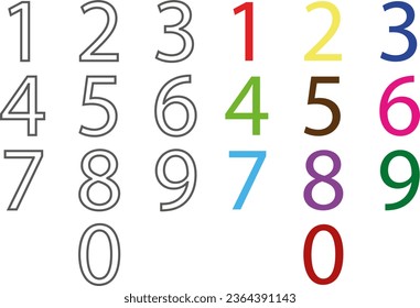Paint the numbers from 0 to 9 in bright colorful colors. All digits up to 0 to 9