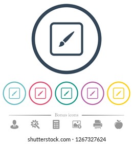 Paint object flat color icons in round outlines. 6 bonus icons included.