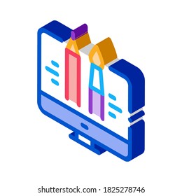 paint on computer icon vector. isometric paint on computer sign. color isolated symbol illustration