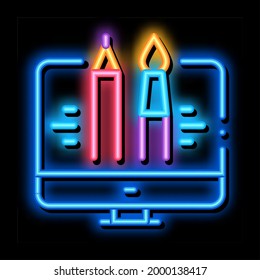 paint on computer neon light sign vector. Glowing bright icon paint on computer sign. transparent symbol illustration