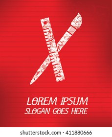 Paint on red background,poster grunge design