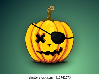 paint one-eyed pirate pumpkin with cool face for Halloween