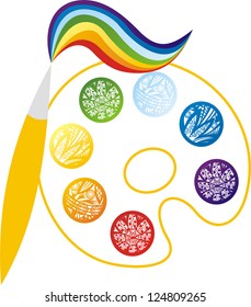Paint paintbrush color rainbow vector illustration