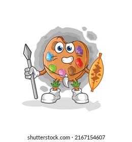 the paint palette african tribal fighter mascot. cartoon vector