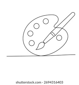 Pincel de arte de paleta de pintura Dibujo continuo de una línea y estilo minimalista Aislar Ilustración vectorial de contorno 