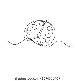 Pincel de arte de paleta de pintura Dibujo continuo de una línea y estilo minimalista Aislar Ilustración vectorial de contorno 