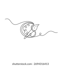 Pincel de arte de paleta de pintura Dibujo continuo de una línea y estilo minimalista Aislar Ilustración vectorial de contorno 
