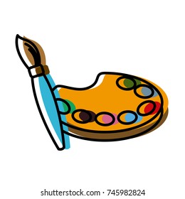 Paint palette and brush