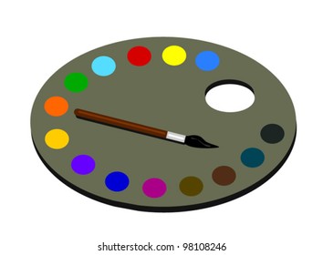 paint palette with brush
