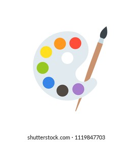 Paint palette and paint brush,  art equipment