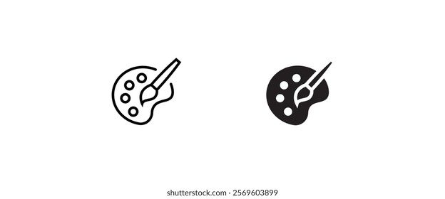 Paint palette and brush, Color palette, Paint Palette icon, multicolor, art, designer, drawing icon symbol logo illustration,editable stroke