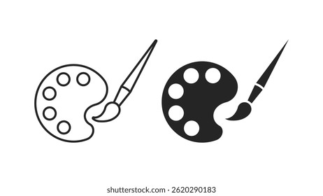 Paint palette and brush, Color palette, Paint Palette icon, multicolor, art, designer, drawing icon symbol logo illustration,editable stroke