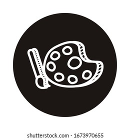 paint palette and brush doodle block style icon vector illustration design