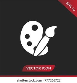 Paint Palette And Brush Icon. Art Symbol, Flat Vector Illustration.