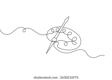 Paint palette brush icon continuous one line drawing outline  vector design