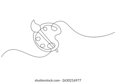 Paint palette brush icon continuous one line drawing outline  vector design