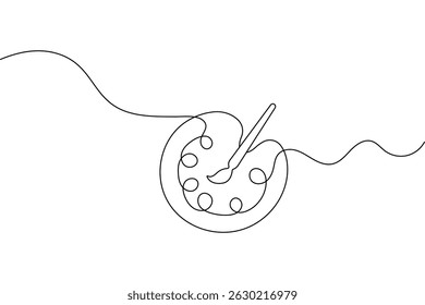 Paint palette brush icon continuous one line drawing outline  vector design