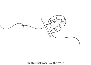 Paint palette brush icon continuous one line drawing outline  vector design