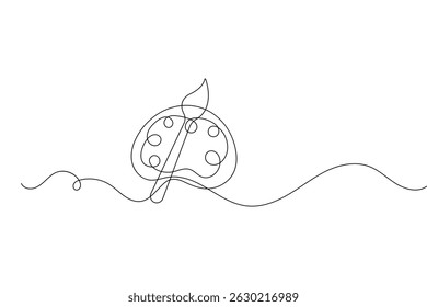Paint palette brush icon continuous one line drawing outline  vector design