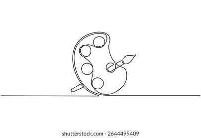 Paint palette brush icon continuous one line drawing outline vector design, single line, one continuous line, simple, hand drawn and sketch style. for icons, symbols, signs or logos.