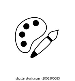 Paint Palette and Paint Brush Icon Design Graphic Template Isolated