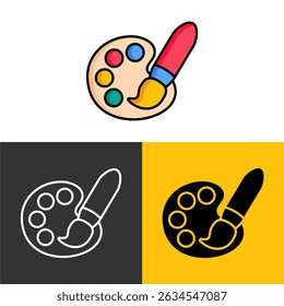 Paint Palette and Brush Icon Illustration