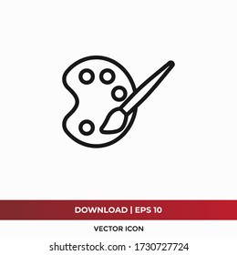 Paint palette and brush icon vector. Art sign